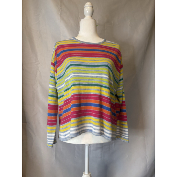 Unbranded Sweaters - Soft Surroundings PXL Rainbow Stripe Knit Sweater Long Sleeve Colorful Pastel